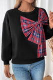 Checkered Bow Accent Sweater