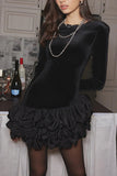 Ruffle Hem Long-Sleeve Casual Dress