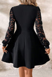 Lace Sleeve A-Line Casual Dress