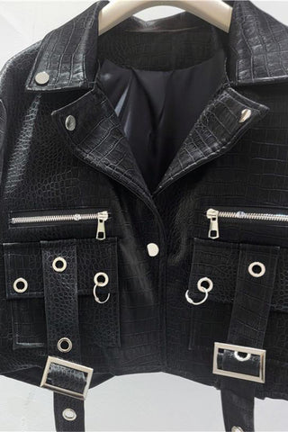 Cropped Belted Pocket Jacket