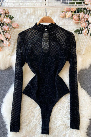Elegant Lace Pattern Bodysuit