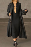 Keyhole Long Sleeve Midi Dress