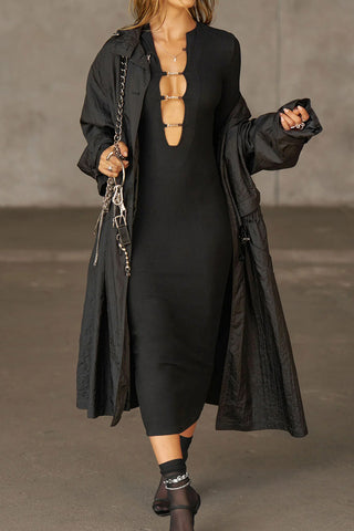 Keyhole Long Sleeve Midi Dress