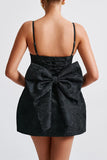 Elegant Bow-Back Evening Mini Dress