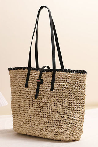 Elegant Woven Tote with Sleek Straps