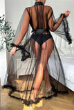 Sheer Layered Blouse with Waist Tie