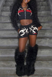 Stylish Zip-Up Hoodie and Shorts Set