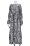 Long Sleeve Printed Casual Dress