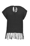 Fringe Hem Knit Blouse