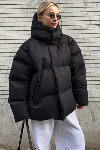 Versatile Puffer Jacket with High Collar