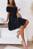 Off-Shoulder Smocked Casual Dress