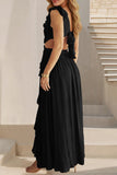 Ruffle Wrap Belted Maxi Dress