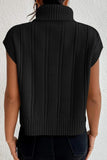 Cable Knit Turtleneck Sweater Vest