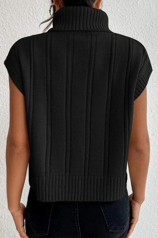 Cable Knit Turtleneck Sweater Vest