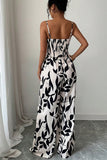 Leaf Print Strappy Jumpsuit