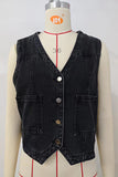 Button-Front Denim Vest