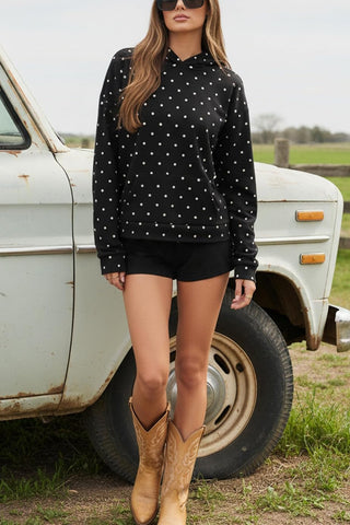 Polka Dot Hooded Sweatshirt