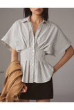 Striped Cinch Waist Blouse