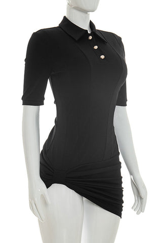 Button-Front Polo Casual Dress