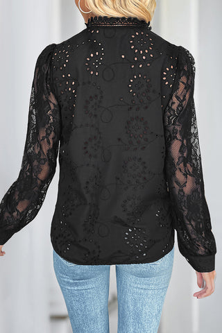 Lace Button-Front Blouse