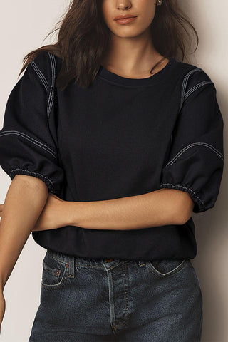 Stylish Mock Neck Puff Sleeve Top