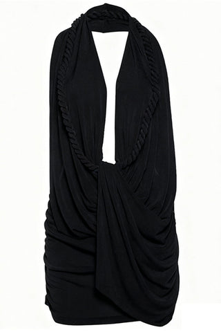 Draped Front Halter Mini Dress