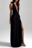 Elegant Draped Halter Dress