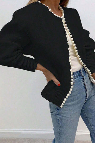 Pearl-Trimmed Edge Cardigan