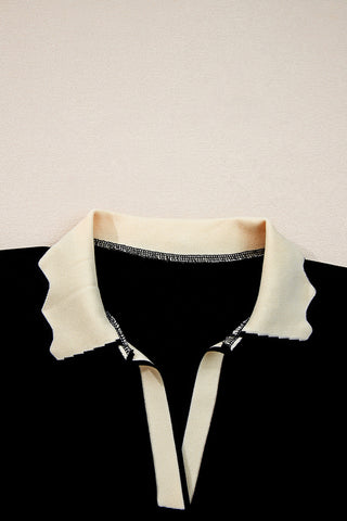 Scalloped Edge Pullover with Contrast Collar