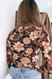 Floral Print Mock Neck Long Sleeve Top