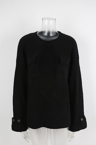 Chic Button-Sleeve Knit Sweater