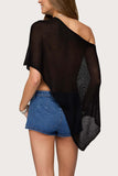 Asymmetrical Off-Shoulder Mesh Blouse