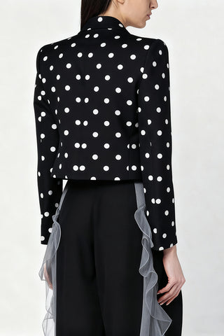 Polka Dot Tie-Front Blazer