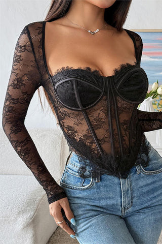Lace Bustier Sheer Top