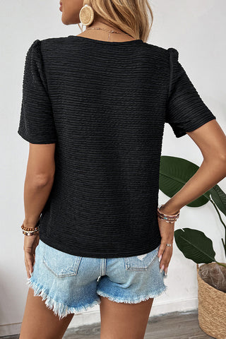 Lace-Up V-Neck Blouse