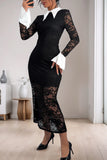 Lace Contrast Casual Dress