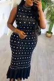 Sleeveless Polka Dot Ruffle Dress