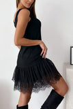 Sleeveless Lace Hem Casual Dress