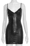 Strappy Croc-Embossed Mini Dress