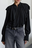Long Sleeve Ruffle Collar Loose Blouse