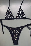 Triangle Bikini Set with Button Accents
