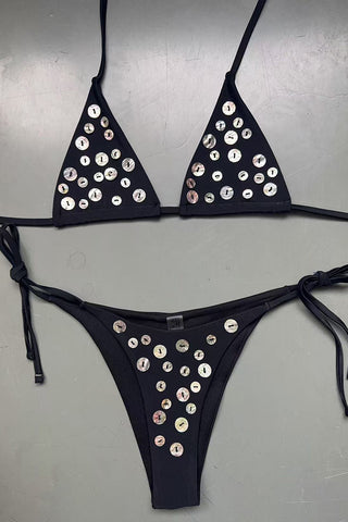 Triangle Bikini Set with Button Accents