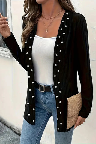 Pearl-Accented Longline Blazer