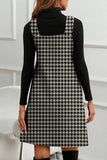 Houndstooth V Neck Sleeveless Mini Dress