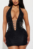 Plunge Neckline Evening Dress