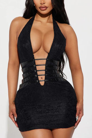 Plunge Neckline Evening Dress