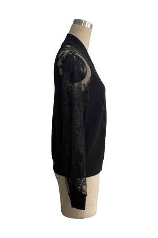 Lace-Accent Zip-Up Jacket