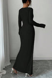 Elegant Long-Sleeve Asymmetrical Dress