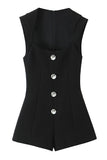 Button-Front Sleeveless Romper