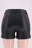 High-Waist Faux Leather Casual Shorts